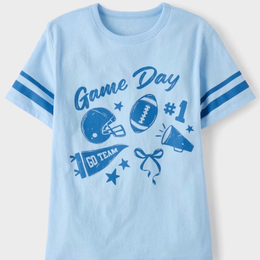 NEW The Children’s Place Girl's Game Day Relaxed Short Sleeve Shirt Size L 10/12